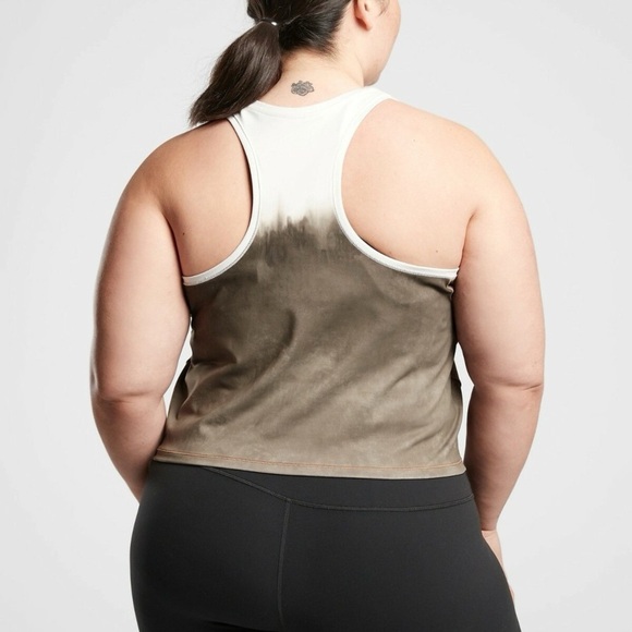 Athleta Shanti Watercolor Stripe Crop Tank Top Plus Sz 3X Mortar Mushroom Ombre - Picture 8 of 8